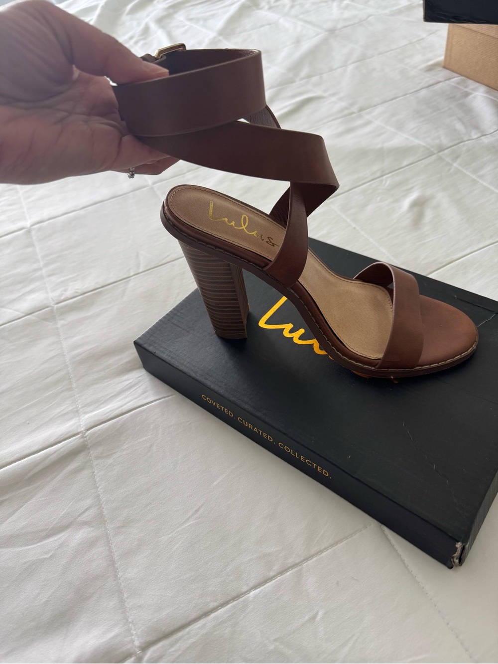 Lulu's Brown Wrap-Around Block Heel Sandals